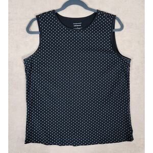 Christopher Banks Layer your look black white polka dot tank Size L stretch tank